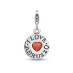 I Love Abruzzo - Ciondolo l'Amore per l'Abruzzo in nero e il cuore rosso smaltato in rilievo