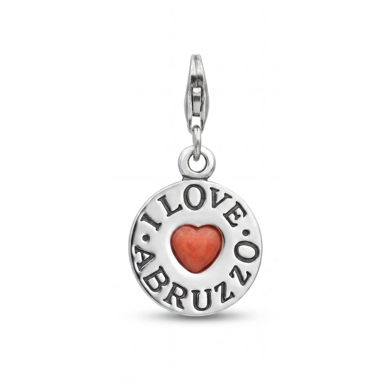 I Love Abruzzo - Ciondolo l'Amore per l'Abruzzo in nero e il cuore rosso smaltato in rilievo